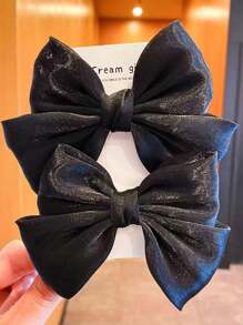 2/3 chiếc kẹp tóc nơ vải màu đỏ sẫm thanh lịch, thích hợp cho tiệc tùng, ngày lễ, quà tặng hoàn hảo cho bé gái - Nhiều màu - Xem 11