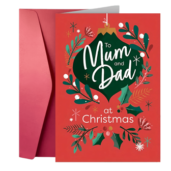 1pc Festive Greeting Cards (Christmas Cards) – "Xmas Gift For Mom & Dad" Design, Festive Office Stationery – For Xmas Gifting To Fam & Friends, Mum And Dad Gifts For Christmas