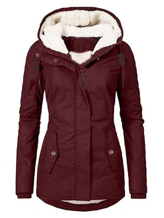 Women's Solid Color Front Zip Long Sleeve Simple Hooded Casual Padded Coat