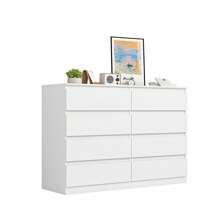 Cómoda moderna para dormitorio, mueble de almacenamiento con 8 cajones sin tiradores, gran capacidad de almacenamiento, diseño que ahorra espacio, organizador de muebles para la habitación, ideal para el salón, el dormitorio o un apartamento. - Blanco - Ver 6