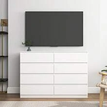 Cómoda moderna para dormitorio, mueble de almacenamiento con 8 cajones sin tiradores, gran capacidad de almacenamiento, diseño que ahorra espacio, organizador de muebles para la habitación, ideal para el salón, el dormitorio o un apartamento. - Blanco - Ver 4