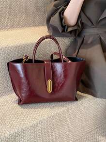 Burgundy High-End Niche Hand-Held Vegetable Basket Bag For Women New Ankla Red Fashionable Bucket Bag Shoulder Messenger Bag Coin Purse MotherAnd- Bag Suitable For Commuting To Work, Shopping And Traveling