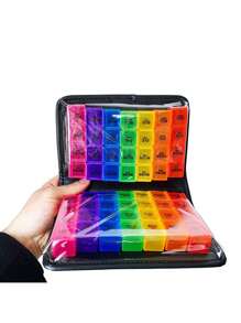 1pc 7 ngày 56 ô Túi da PU, hộp đựng thuốc bằng da PU, hộp đựng thuốc xách tay, hộp đựng thuốc bằng nhựa nhiều màu xách tay, hộp đựng thuốc - Nhiều màu - Xem 12