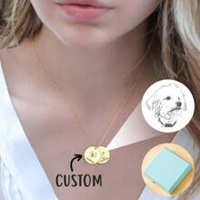 1 件个性化宠物珠宝礼物，送给宠物妈妈 - 宠物肖像定制 - 狗肖像项链 - 照片中雕刻肖像 - 宠物纪念珠宝 - 銀色-新 - 查看 7