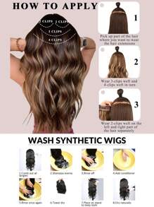 Wire Hair Extensions With 5 Secure Clips Long Wavy 22 Inch Blonde With Dark Brown For Women - Brown Highlight - View 11