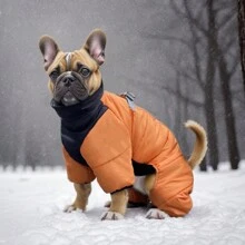 4-Legged Pet Dog Thick Jacket, Windproof Waterproof Warm Outerwear For Small Dogs, Teddy Bear & Poodle Styles, Adjustable Pet Clothes - Orange - View 3