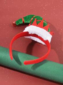 1 件圣诞绿色条纹天鹅绒帽子头带，1 件圣诞红色和绿色条纹小丑帽子头带，适合角色扮演的有趣帽子配饰 - 彩色 - 查看 4