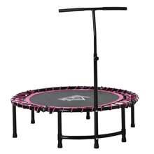 HOMCOM 45" Foldable Mini Trampoline Silent Rebounder Indoor Outdoor Jumper With Adjustable Handle - Pink - Pink - View 2