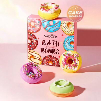 Christmas Birthday Valentine's Day Mother's Day Gift, 4pcs/Set Macaron Donut Bath Salt Full Body&Foot Bath Salt - Deep Cleansing For Acne, Exfoliating Dead Skin, Smooth Skin, Oil Control, Whitening, Moisturizing Skin Daily Care