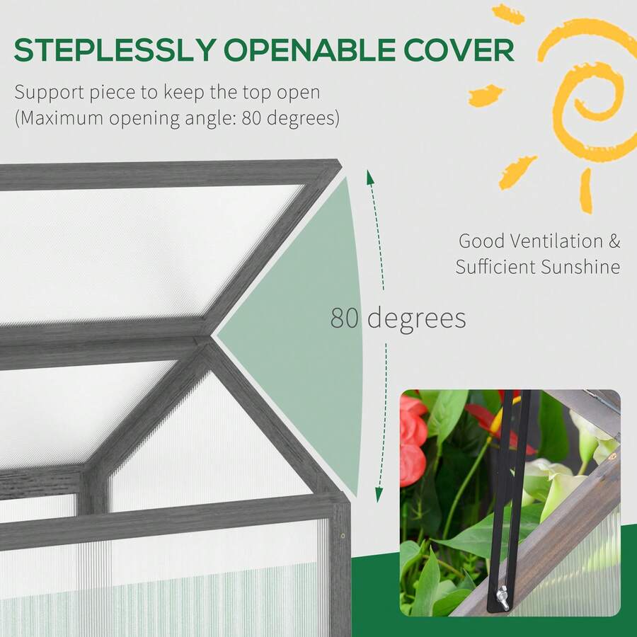Outsunny Outsunny Wooden Cold Frame Garden Polycarbonate Greenhouse