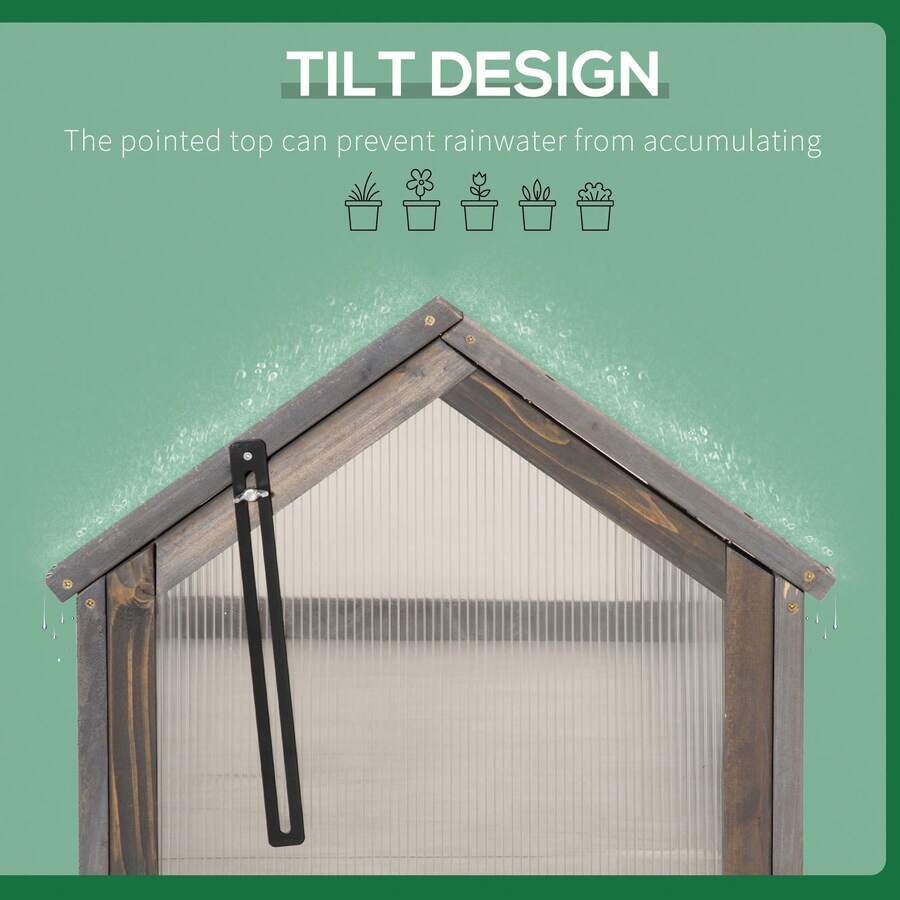 Outsunny Outsunny Wooden Cold Frame Garden Polycarbonate Greenhouse