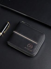 BATSIOE Ví nam phong cách doanh nhân đựng thẻ tín dụng có khóa kéo thiết kế chữ nổi cổ điển dành cho anh ấy quà tặng Giáng sinh quà tặng Lễ Tạ ơn quà tặng cổ điển dành cho nam giới - màu đen - Xem 2
