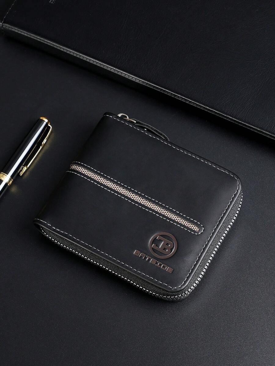 BATSIOE Ví nam phong cách doanh nhân đựng thẻ tín dụng có khóa kéo thiết kế chữ nổi cổ điển dành cho anh ấy quà tặng Giáng sinh quà tặng Lễ Tạ ơn quà tặng cổ điển dành cho nam giới
