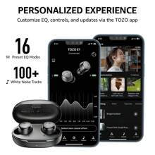 TOZO E1 Wireless Earbuds Build In Mic Clear Calls Ergonomic Light-Weight Bluetooth 5.3 In Ear Headphones IPX6 Waterproof Premium Stereo Sound Headset 30H Playtime With 32 EQs Via APP, .Best Christmas And Halloween Gifts For Family/Friends/Couples - 黑色 - 查看 4