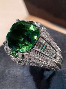 1 件经典方晶锆石戒指，适合女士婚礼订婚派对珠宝情人节礼物 - 1# - 查看 1