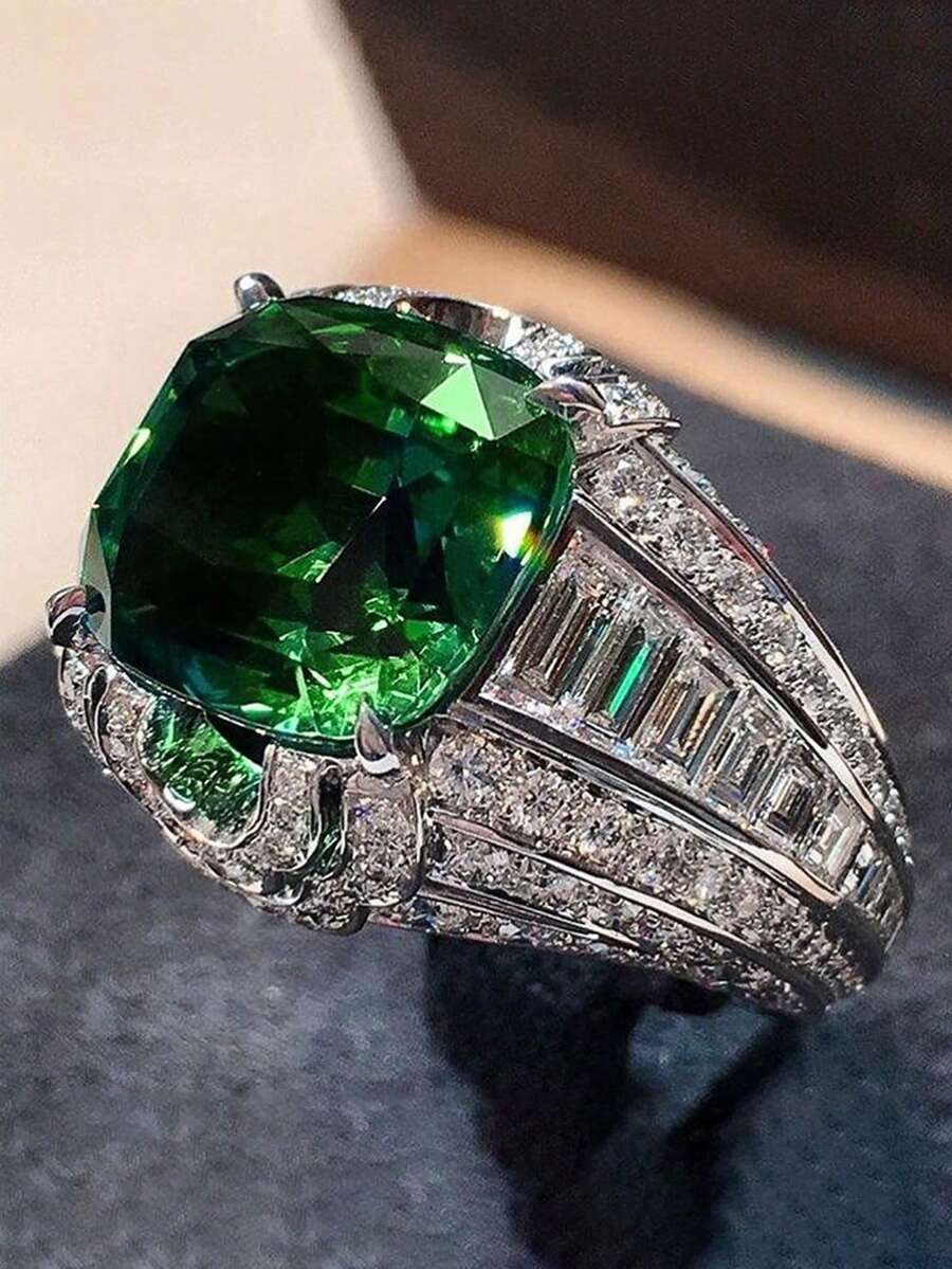 1 件经典方晶锆石戒指，适合女士婚礼订婚派对珠宝情人节礼物 - 1# - 查看 1