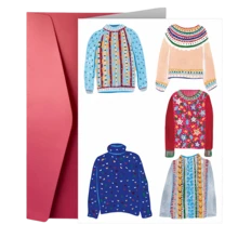 1 pieza Tarjetas de felicitación festivas (Tarjetas de Navidad) - Diseño de suéter navideño colorido, Papelería de oficina y vacaciones - Para regalar en Navidad a familiares y amigos