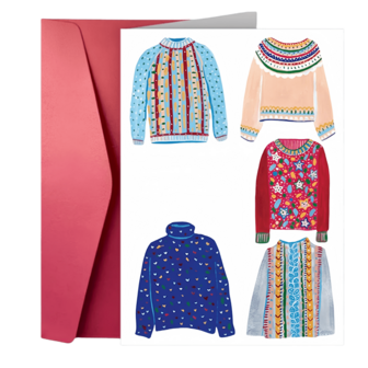 1pc Festive Greeting Cards (Christmas Cards) – Colorful Christmas Sweater Design, Office & Holiday Paper Stationery – For Xmas Gifting To Fam & Friends