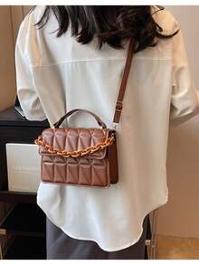 Women's Square Crossbody Bag Portable Shoulder Crossbody Travel[2046] - Rỉ Nâu - Xem 2