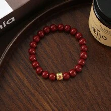 1 chiếc vòng tay thắt nút bằng tre Cinnabar, hạt phong thủy cát vàng tím nguyên chất hàm lượng cao, dành cho nam và nữ, năm sinh - Nhiều màu - Xem 7