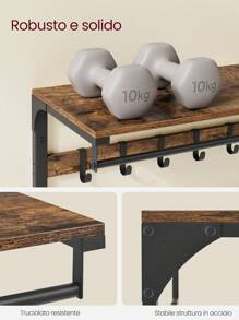 VASAGLE Clothes Hooks - Brown - View 4