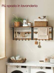 VASAGLE Clothes Hooks - Brown - View 2