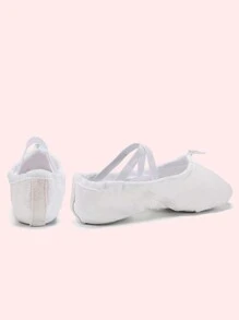 Adult Canvas Split-Sole Ballet Slippers, Dance Shoes, Indoor Yoga Shoes - White - View 2