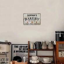 Gepersonaliseerd bakkerijbord - Gepersonaliseerde metalen wanddecoratie, geschikt voor thuis bakken, cakes, koekjes en taarten - Perfect cadeau voor bakkers, 12x8 inch
