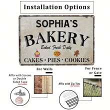 Gepersonaliseerd bakkerijbord - Gepersonaliseerde metalen wanddecoratie, geschikt voor thuis bakken, cakes, koekjes en taarten - Perfect cadeau voor bakkers, 12x8 inch