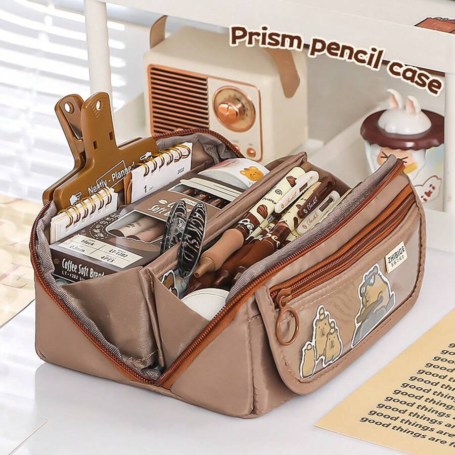 1 Stück Mäppchen mit transparenter Vorderseiten-Tasche, großes Fassungsvermögen, Tasche/Box für Schüler Jungen Mädchen Schulbedarf, Schulanfang, Schulmaterial, Federmäppchen, Schultasche - Verschiedenfarbig - Übersicht 1