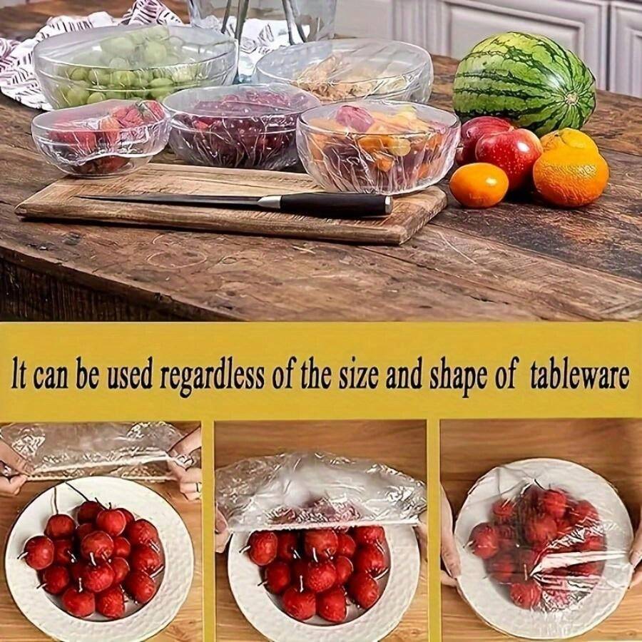500pcs Reusable Plastic Food Wrap Covers Elastic Stretchable Bowl