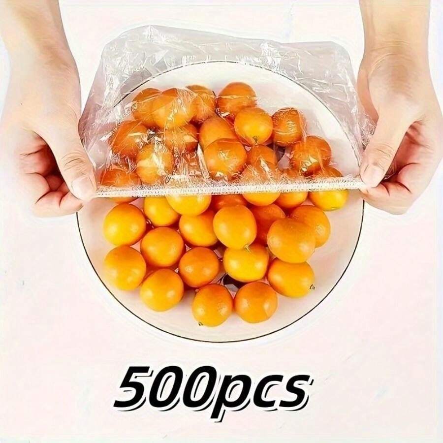 500pcs Reusable Plastic Food Wrap Covers Elastic Stretchable Bowl