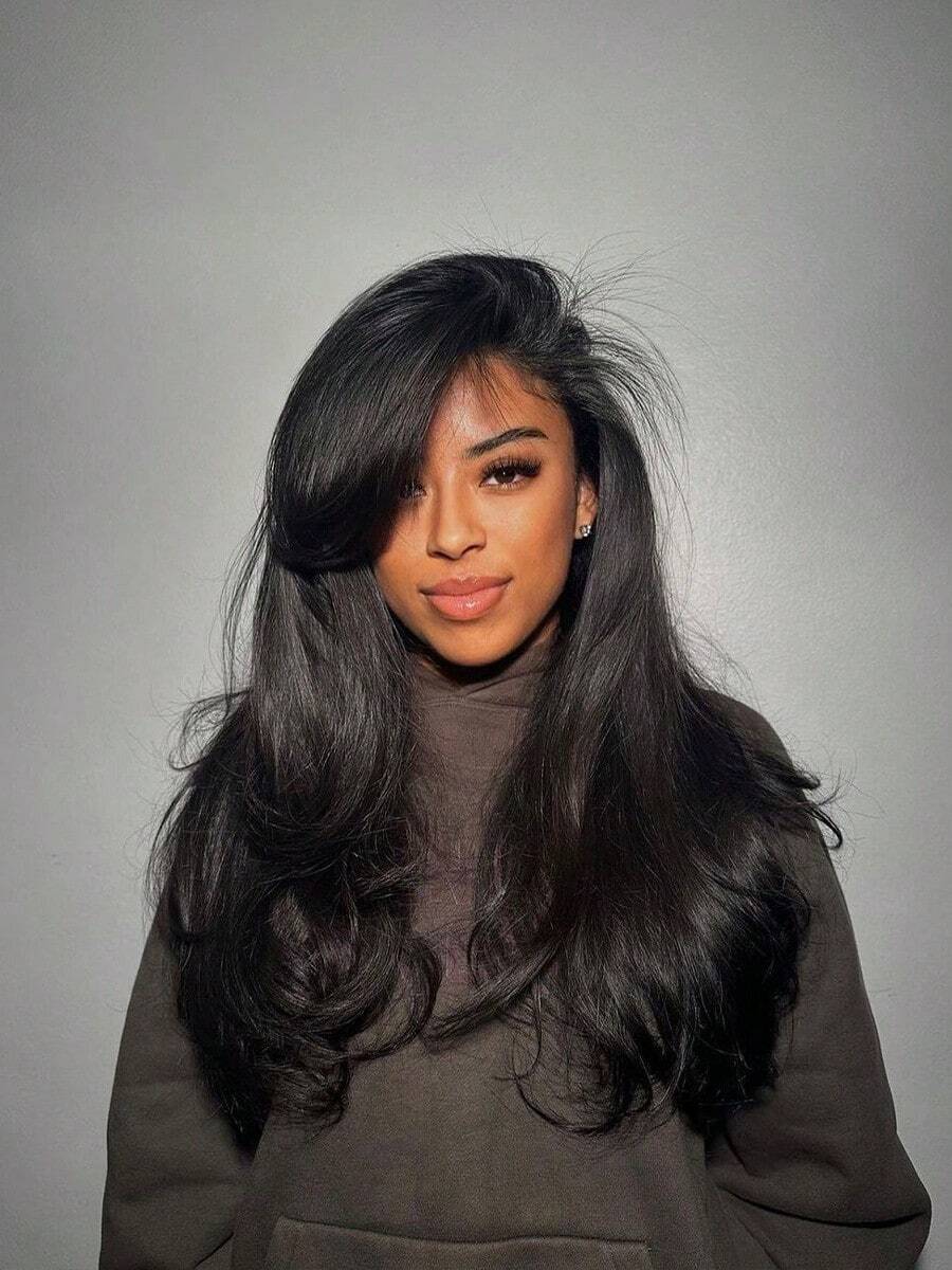 200% Long HD Body Wave Lace Front Wig Wavy Human Hair Wigs Full 13x6*1 Swiss HD Lace Body Wave Lace Frontal Wig For Women Pre Plucked Brazilian Body Wave Wig For Girls Ear To Ear Middle Part Lace Front Human Hair Wigs With Glueless Baby Hair #1B - Natural Black - Xem 1