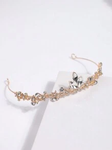 1pc Rhinestoned Princess Crown Headband For Teenage Girls - Gold - View 4