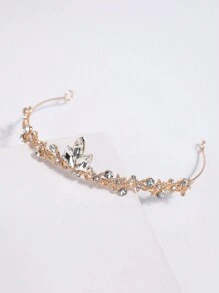 1pc Rhinestoned Princess Crown Headband For Teenage Girls - Gold - View 3