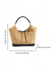 2024新款秋冬大容量腋下包时尚休闲单肩包手提包蝴蝶结女日常通勤包 - 棕色 - 查看 9