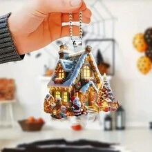 5 Mặt dây chuyền hình ông già Noel bằng Acrylic phẳng 2D - Thích hợp để trang trí cây thông Noel, đồ trang trí treo trên ô tô, ba lô, móc khóa, quà tặng Giáng sinh tuyệt vời cho bạn bè - Nhiều màu - Xem 6