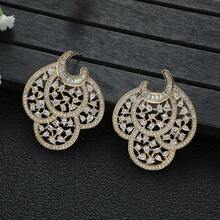 1 Cặp bông tai giọt nước Cubic Zirconia tối giản thời trang phù hợp cho trang phục hàng ngày của phụ nữ - Vàng - Xem 6