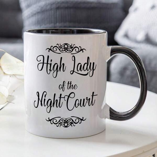 Caneca de Café Cerâmica Inspirada em Sarah J. Maas - Design de Espinhos e Rosas do Tribunal Noturno de Rhysand, Isolada, Lavar à Mão Apenas, Perfeita para Casa e Volta às Aulas