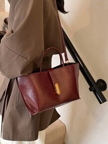 Burgundy High-End Niche Hand-Held Vegetable Basket Bag For Women New Ankla Red Fashionable Bucket Bag Shoulder Messenger Bag Coin Purse MotherAnd- Bag Suitable For Commuting To Work, Shopping And Traveling