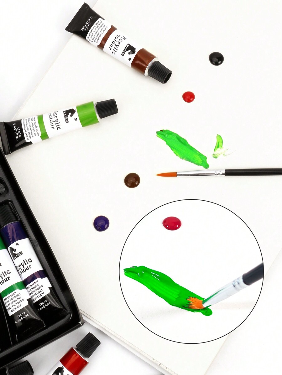 opeth 27pcs Acrylic Paint Kit, 24 Colors Aluminum Tube Acrylic Paints