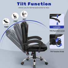 Bigzzia Chaise de bureau ergonomique avec dossier haut et fonction d'inclinaison réglable