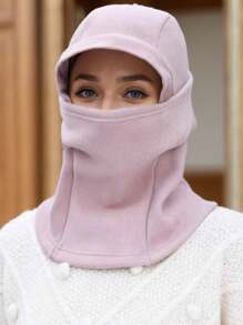 1pc Women Solid Winter Riding Balaclava Face Mask With Ear And Neck Covers, Thermal Lined - A - View 7