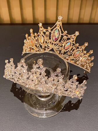 2pcs Luxury Crown Hair Accessories, Suitable As Gifts For Wedding, Birthday Party & Performance, Multicolor
