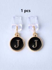 1pc White Electroplated Dust Plug Pendant With 26 English Alphabet On Both Sides, Compatible With Type C