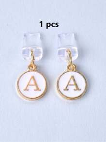 1pc White Electroplated Dust Plug Pendant With 26 English Alphabet On Both Sides, Compatible With Type C