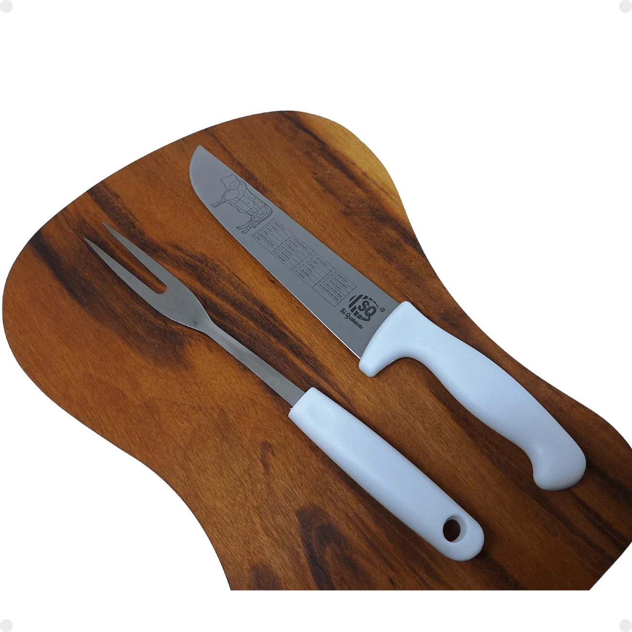 Set di 3 posate per barbecue, in valigetta in metallo effetto