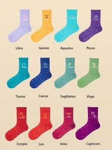1 /3pairs Of Women's Zodiac Socks,Constellation Socks, Crew Socks,Fashion Socks,Sports Socks, Soft Women's Socks, Cute Socks, Girls' Socks,Slouchy Socks,Moisture Wicking, Stylish - Perfect For Gift-Giving, Parties, Everyday Wear