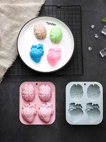 4-In-A-Row Brain Heart Shaped Silicone Mold Halloween Cake Mold Handmade Soap Chocolate Baking Mold - Multicolor - View 8