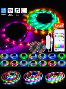 WiFi LED Light Strip 3.28ft-16.4ft, Smart App Controlled LED Strip Light, Works With Alexa Devices, Voice-Activated Light Strip, Music Sync, Color-Changing LED Lights, Suitable For Bedroom, Living Room, Birthday, New Year Party Decor.